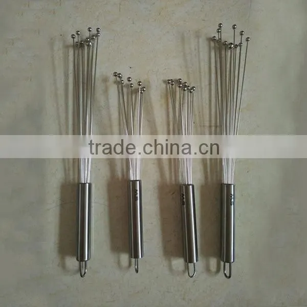 Latest Kitchen Tool Egg Wire Whisk Stainless Steel ball manual egg ball whisk beater easy clean 10'' and 12'' LOGO embossed