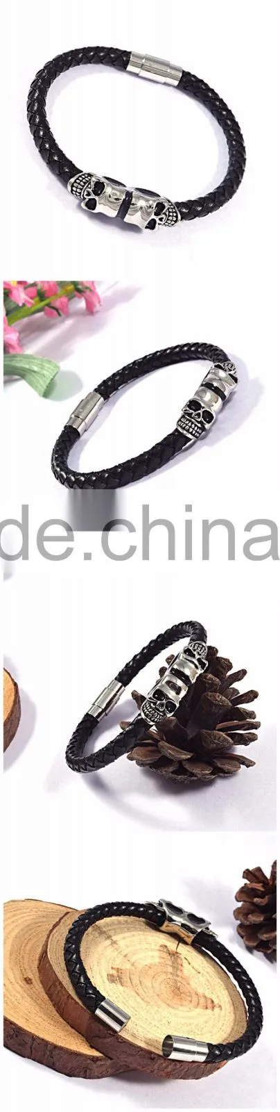 stainless steel bracelet friendship bracelets gold double skull bracelets for women