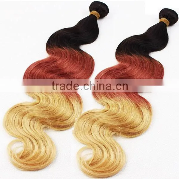 Double Wefts Unprocessed Wholesale Cheapest Brazilian 6a Virgin Hair Three Tone Virgin Brazilian Omber Weave Hair