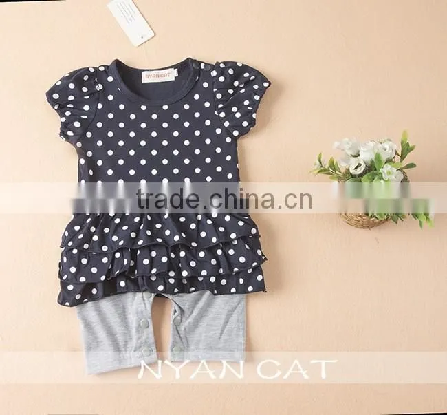 2016 Summer Cute Baby Girl Lovely Modeling Dot Kids Girl Bow Tie Baby Romper Children Girl Junpsuits