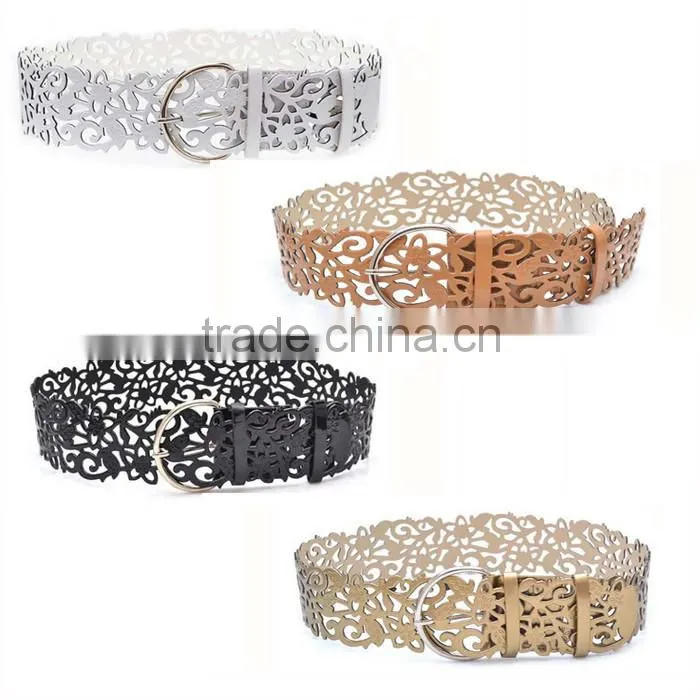 Korean Fashion Casual Pin Buckle Belt ,Women Hollow Decorate Wide Leather Belt