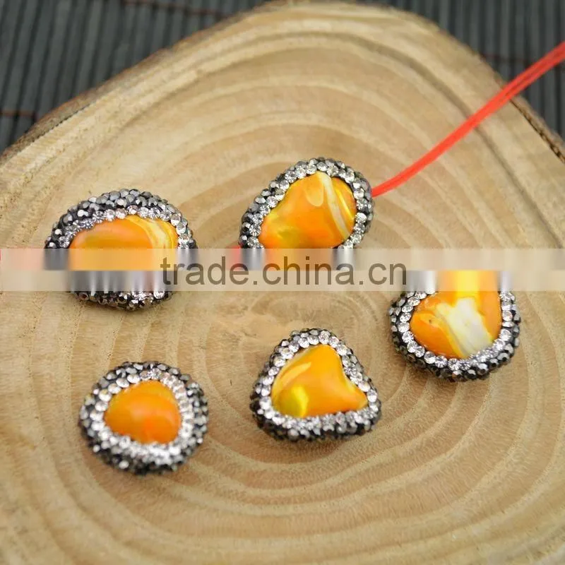 LFD-0015B Wholesale Druzy Shell Loose Bead , Pave Rhinestone Connectors Spacer Beads Jewelry Making