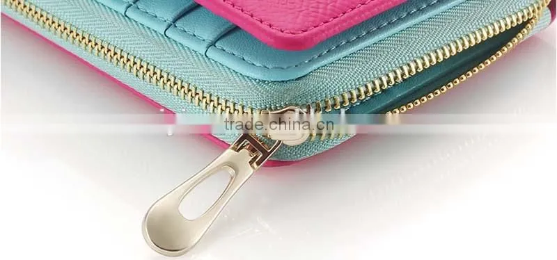2015 new design promotion pretty leather zipper women wallets with card slots
