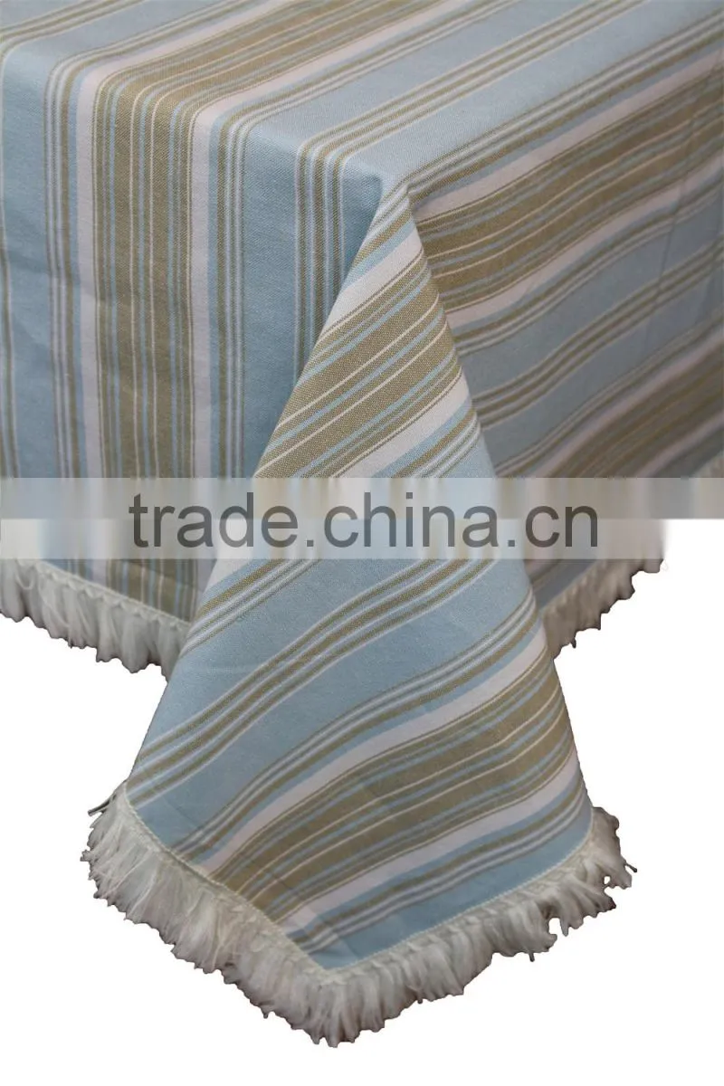 100% cotton luxury fashion yarn dyed print stripe cheap table cloth