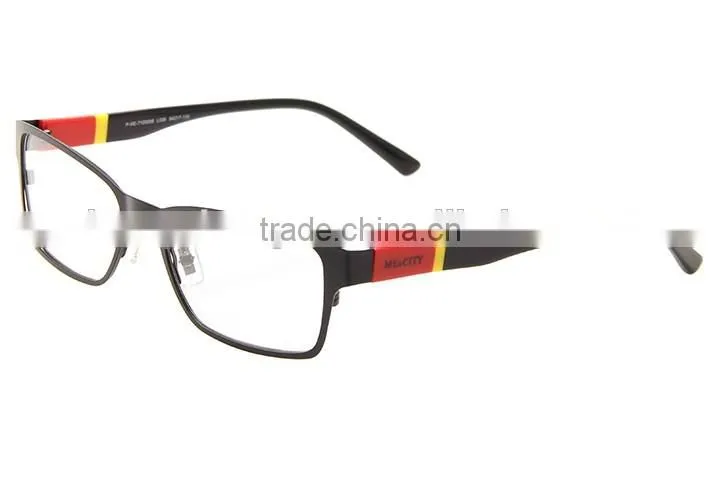 0.6MM stainless steel frame optical eyeglasses with acetate temple