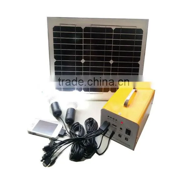 10W 15W 20W 30W DC Solar System Kit , 2 Led light ,solar panel , battery