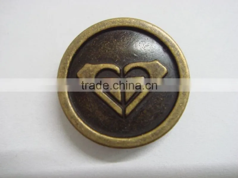 18mm antique brass embossed metal snap flatback cover button