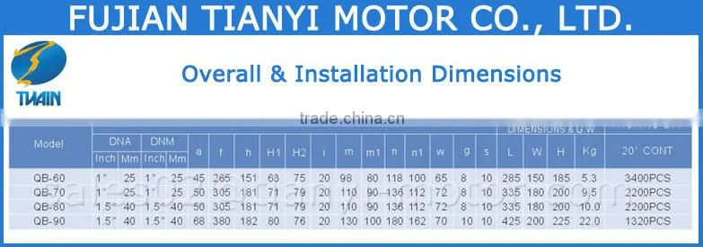 QB80 1 HP Motor Water Pump