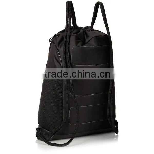 Durable Zippered Nylon Sports Canvas Drawstring Backpack Bag