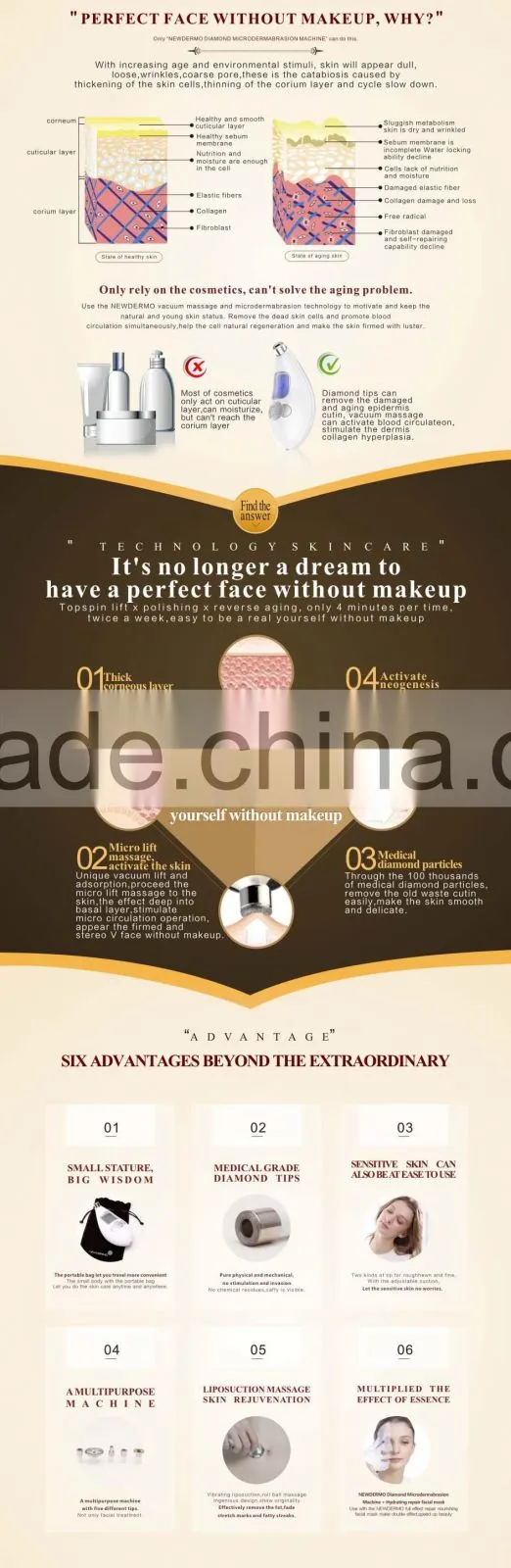NEWDERMO PORTABLE home microdermabrasion machine skin care tool V face and face lifting skin rejuvenation machine