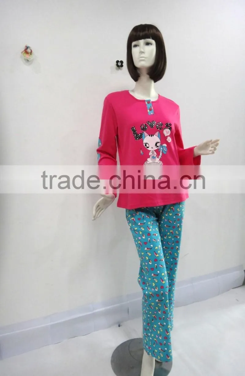 Exclusive custom cute cat warm pajamas women