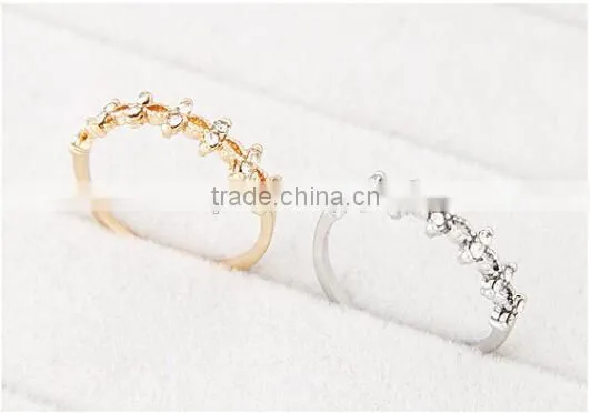 Korean fashion sweet OL personality ring with pure and fresh flowers