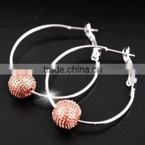 Crystal ball hoop earrings