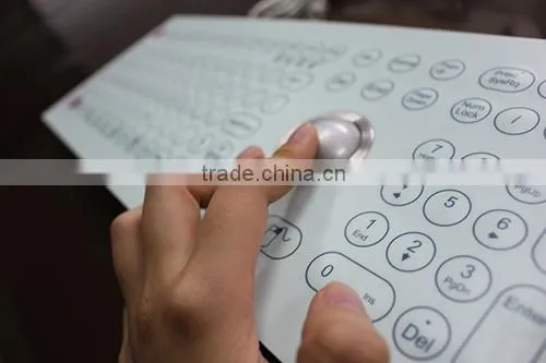 Top Panel Mount Industrial Membrane keyboard with optical trackball