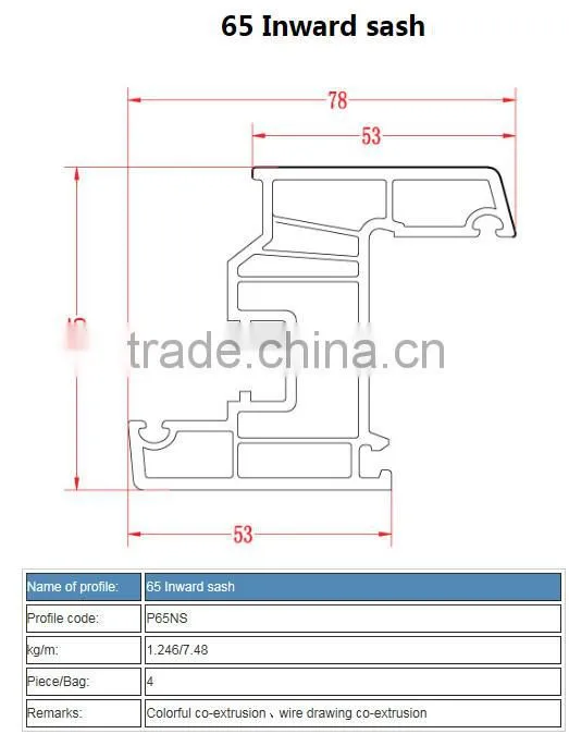 upvc profile door and window /65 window inward sash