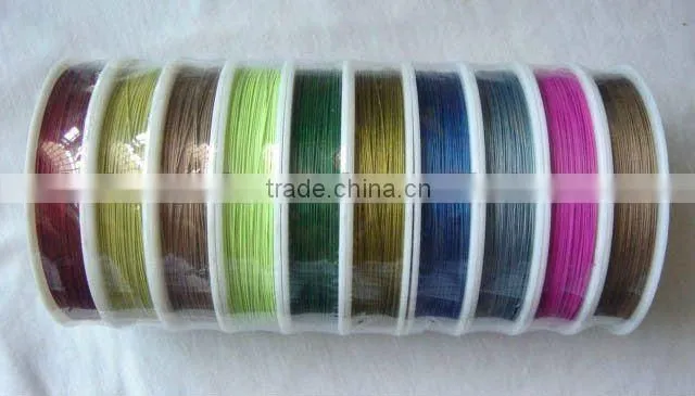 pink Color Tiger Tail Wire Finding 0.38mm
