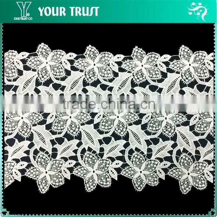 Width 58 Centimeter White Dot Flower Polyester Trimming Lace Dresses