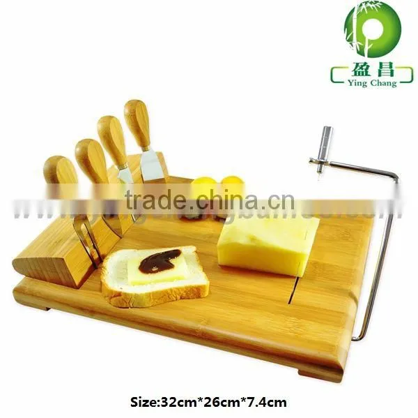 bamboo slate cheese board with knives
