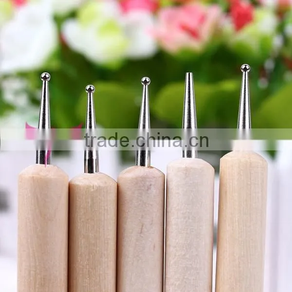Wooden nail dotting tools and brush