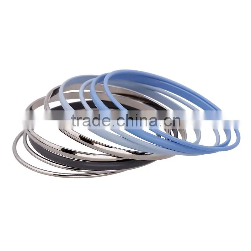 Free sample new design simple multi color stainless steel bracelet set