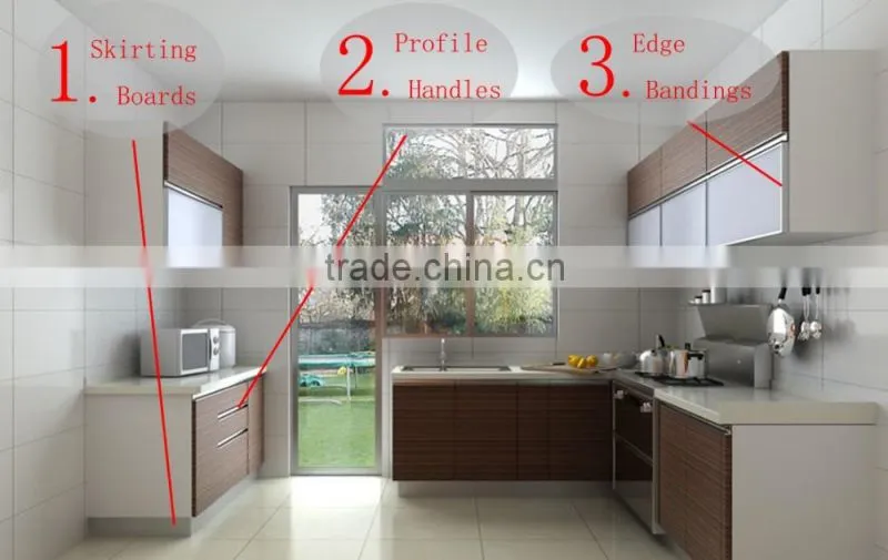 L T shape edge banding with aluminum material