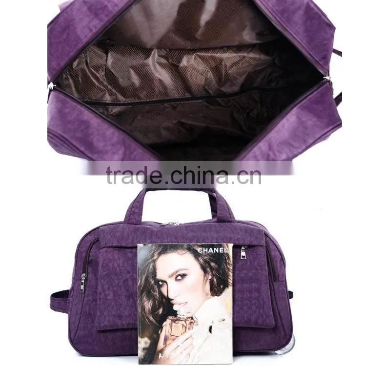 China Heavy Duty Polyester Purple Trolley Travel Bags LXB012