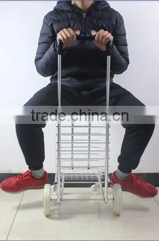 Folded shopping cart----Aluminum Alloy Frame with front and Rear PU wheel