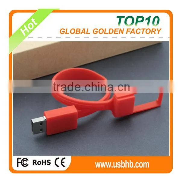 Colorful customized PVC bracelete bulk usb pen drive 64gb