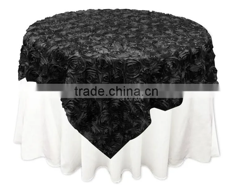 Rosette Satin Tablecloth Rose Wedding Cake Table Overlay