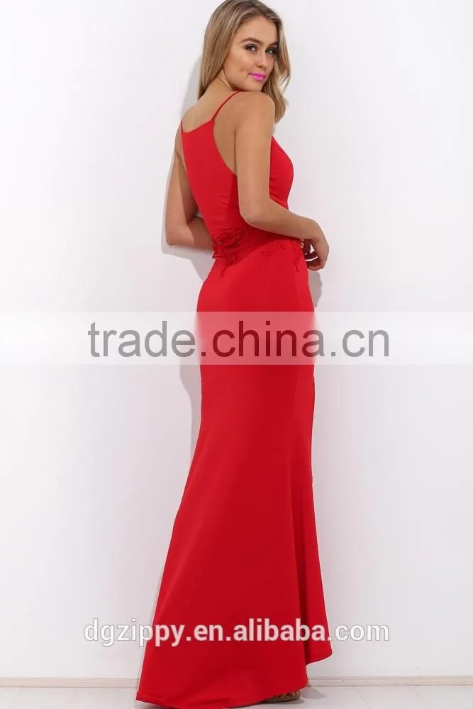 Fitted Maxi Dress with lace detail long evening dress for women