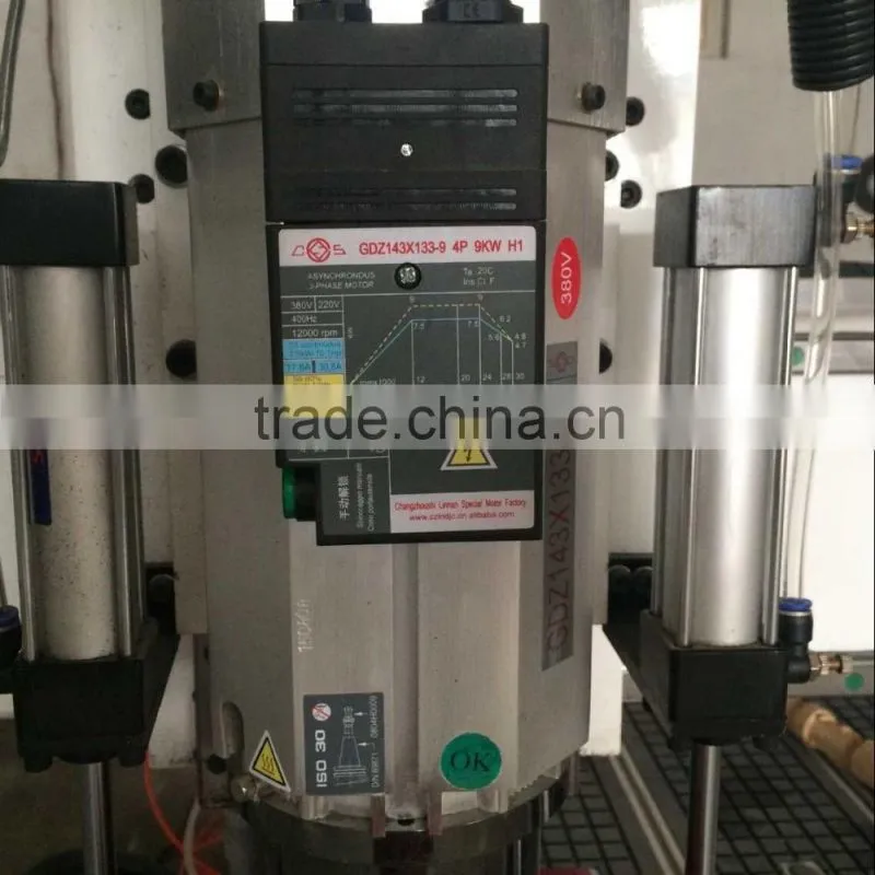 4 axis automatic tool change (ATC ) cnc router multispindle 9kw HSD spindle cnc router machine