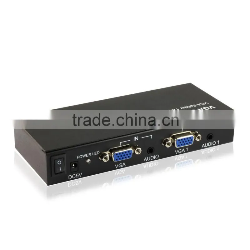 On promotion 4 port vga splitter with audio output and power adapter