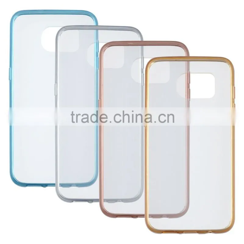 C&T Slim Lightweight Crystal Clear back panel+Soft Electroplating TPU bumper case for Samsung Galaxy S7 Edge