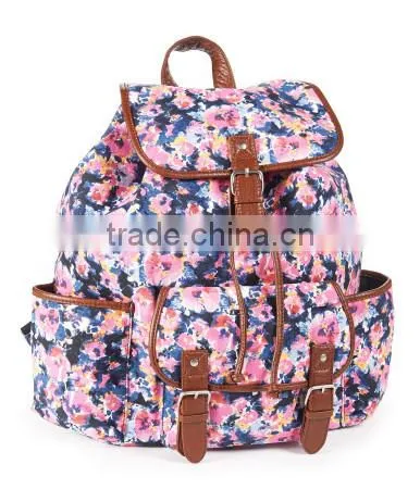 Printed lady women girl Canvas custom Backpack bag