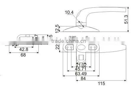 Single point handle Aluminum Window Handle Al Door Hanlde External/Outward opening Handle Aluminum casement handle 80118908