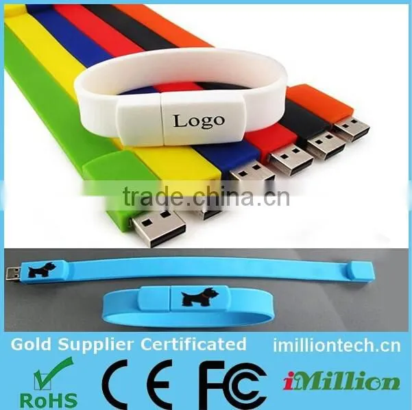 custom cheap unique silicone soft rubber usb bracelet with USB flash drives and oem logo accepted