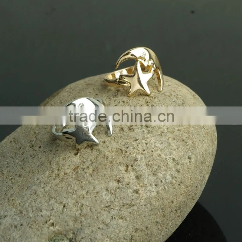 Wholesale Personalized Moon And Star Finger Ring