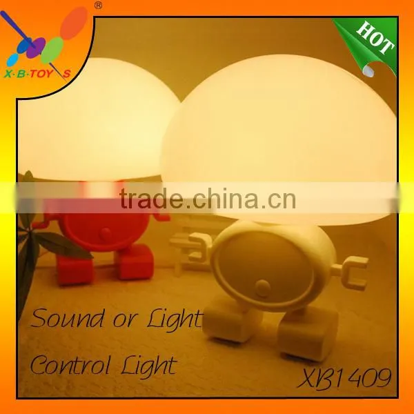 2015 New Creative Intelligent Robot Lamp Lovely Light and Sound Control LED Night Light