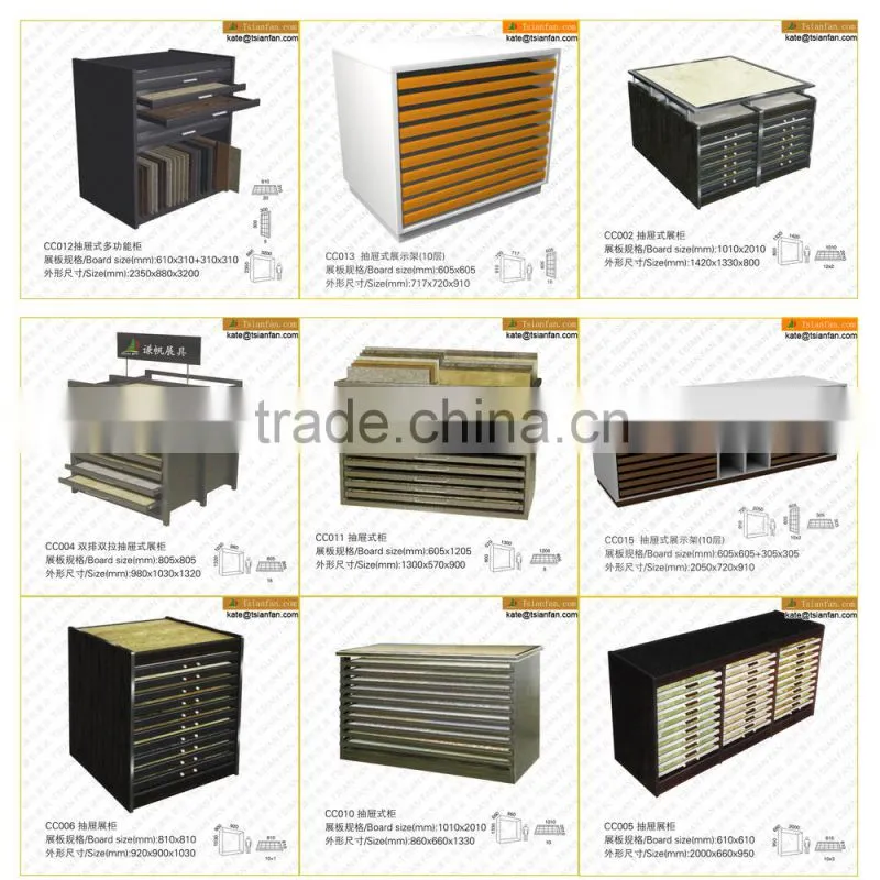 CC014 stone metal drawer display cabinet