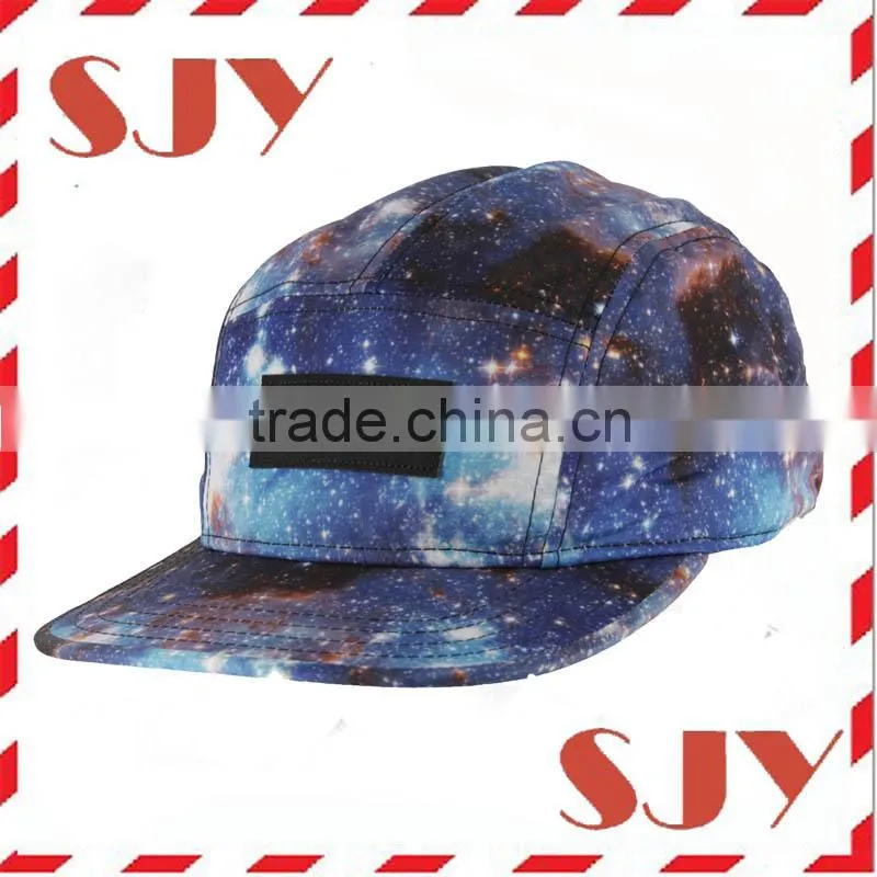 Mix-tone floral design leather patch custom 5 panel golf hat