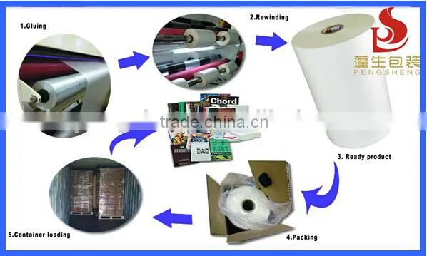 PET metallised silver and gold laminating film coated EVA glue