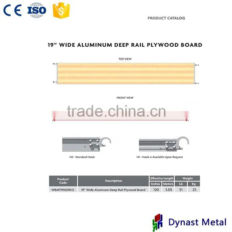 Canada type 19" x 8' Saffolding Aluminum Plywood Plank