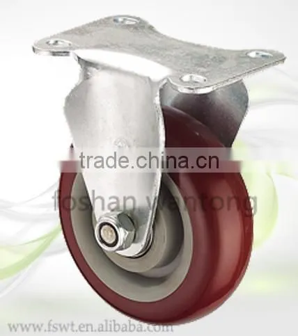 5 Inch Black Metal Plate Industrial Fixed Polyurethane Caster Wheel