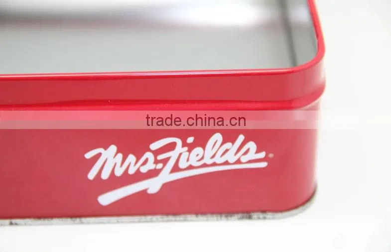 Wedding Gift Red Square Tin Box With Heart-Shaped Logo , Candy Tin Cans