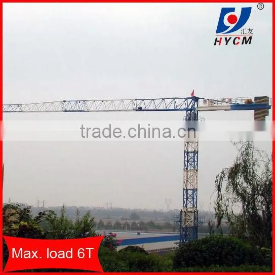 52m jib length hydralic telescopic Head-Top Tower Crane with 6t capacity