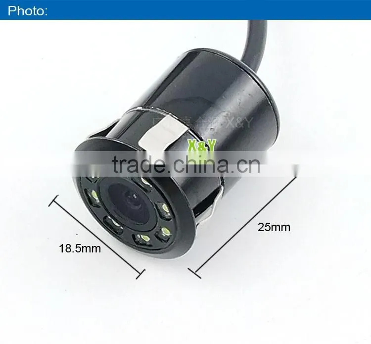 DC12 V universal 18.5mm 8 LED nightvision car back view camera mini car camera XY-1289LED