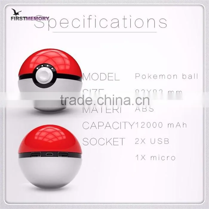 New arrival External Charger Pokemon GO 12000mAh Power Bank for i-Phone