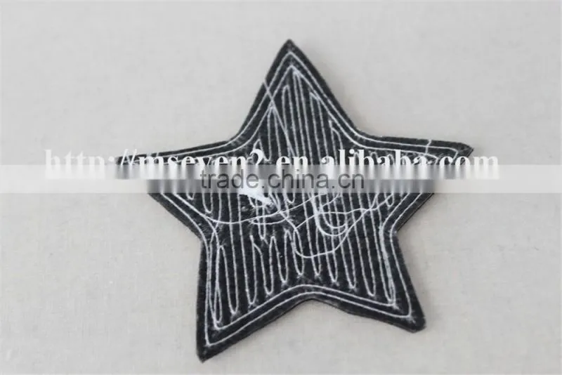 100% fashion design embroidery sequin patch with applique embroidery star patches three color design for cloting
