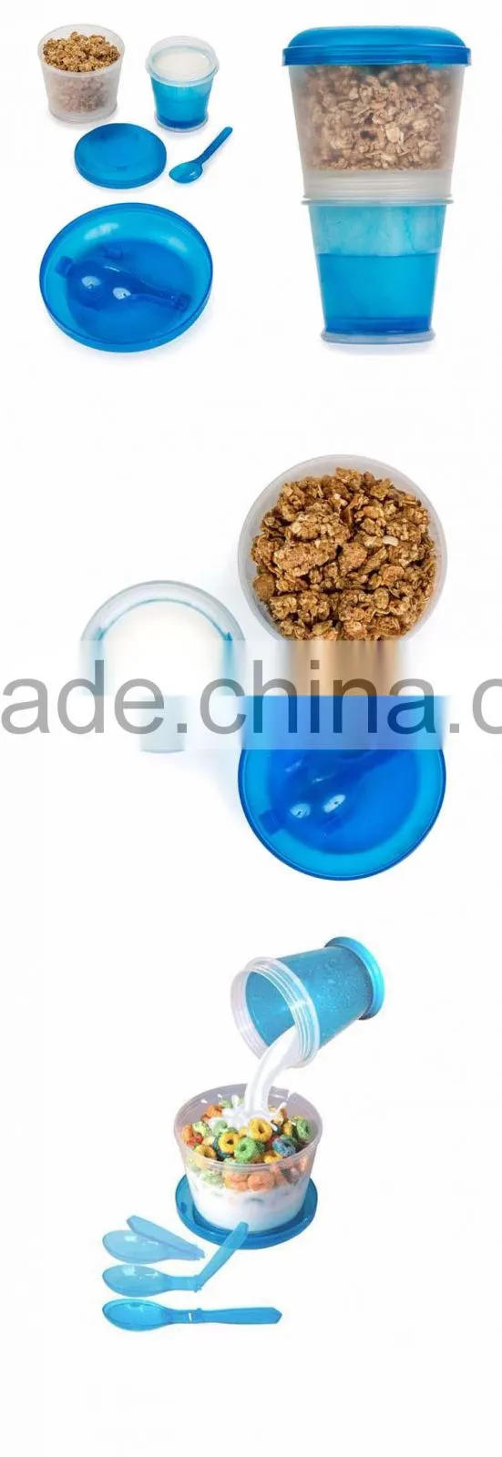 Good Quality 2 in 1 Take It To Go Container Milk Cereal To Go Pp Plastic Cup