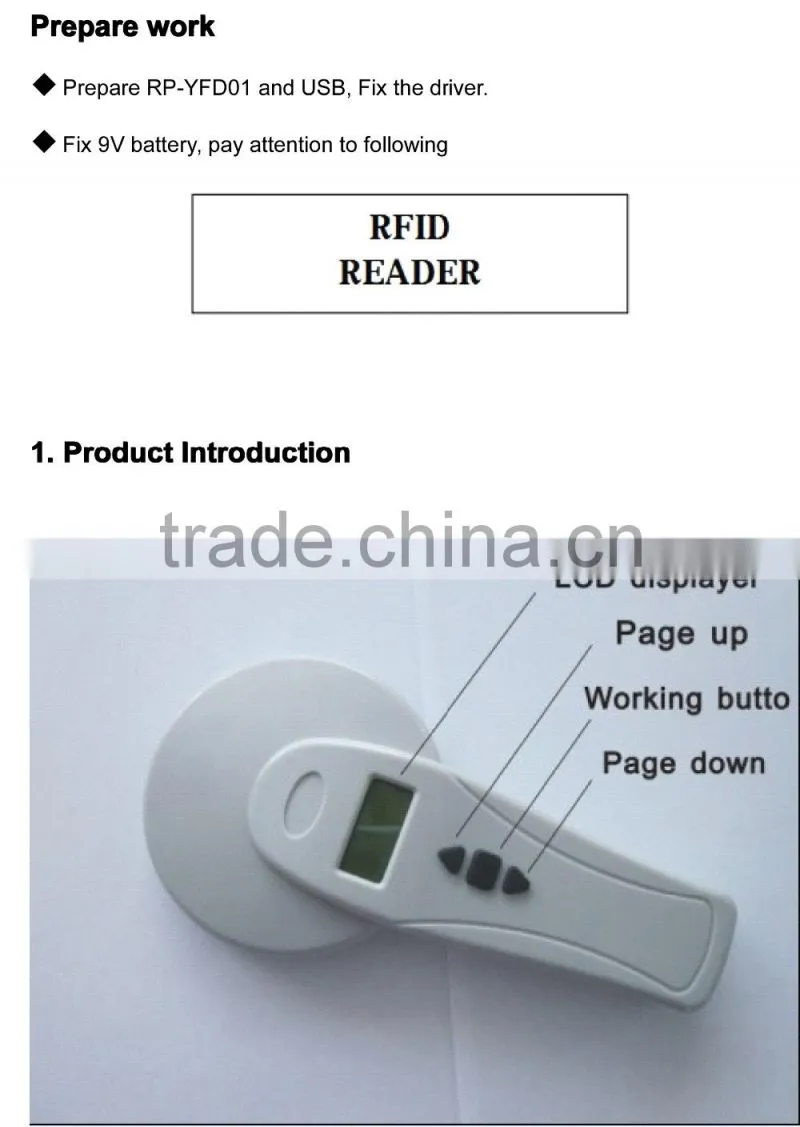 134.2KHz FDX-B RFID Reader for Animal Scanner/handheld reader